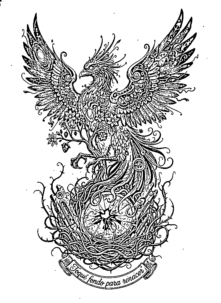 Phoenix sleeve tattoo stencil