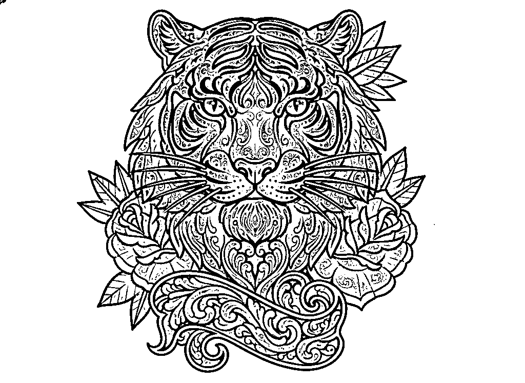 Gothic tiger tattoo stencil